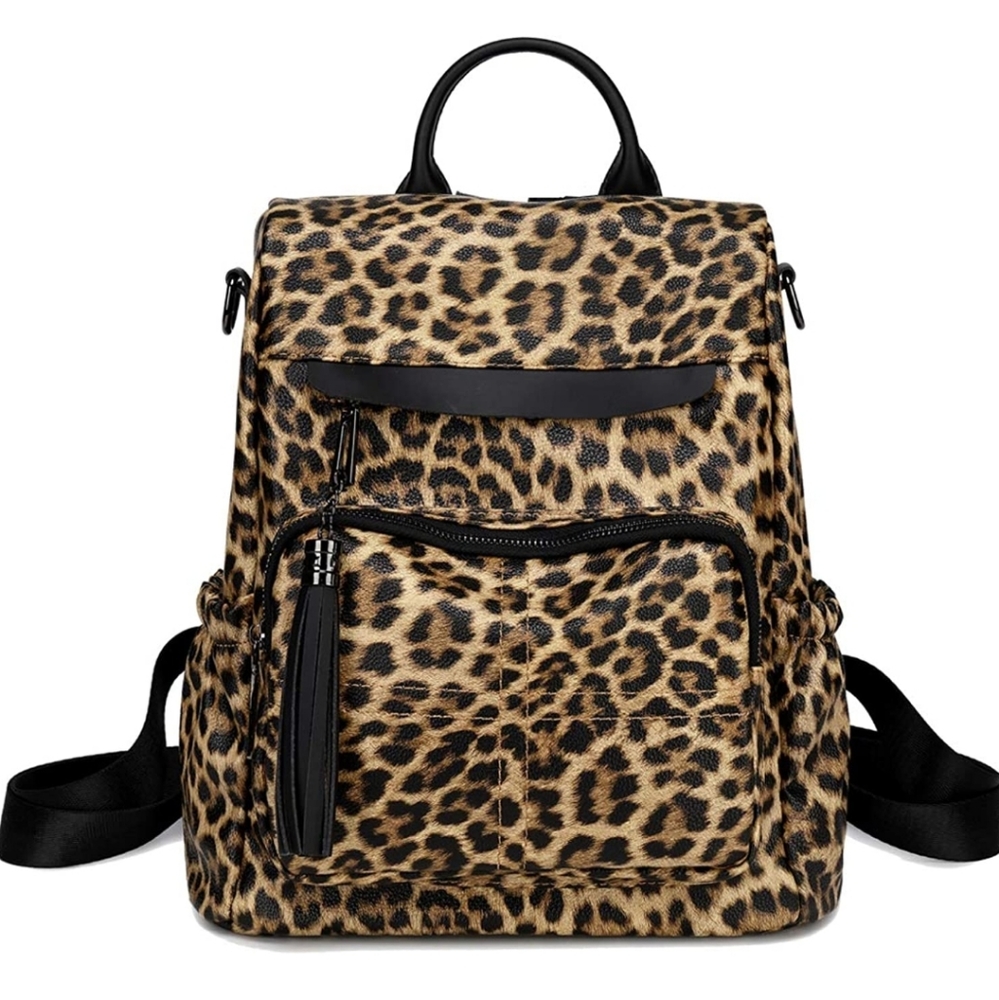 Leopard Print Backpack Purse